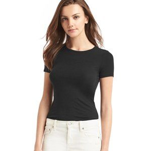 GAP luxe long modal fine ribbed short sleeve crewneck t-shirt black XL